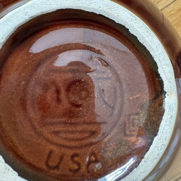 Large Ceramic Soup Mug Bowl Brown Beige Drip Glaze USA Vintage Tableware Mcoy - Picture 7 of 9